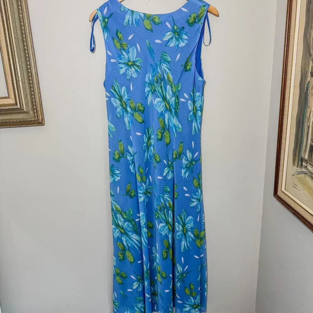 Vintage Studio I Blue Floral Maxi Dress & Matching Cardigan Jacket Set Size 14